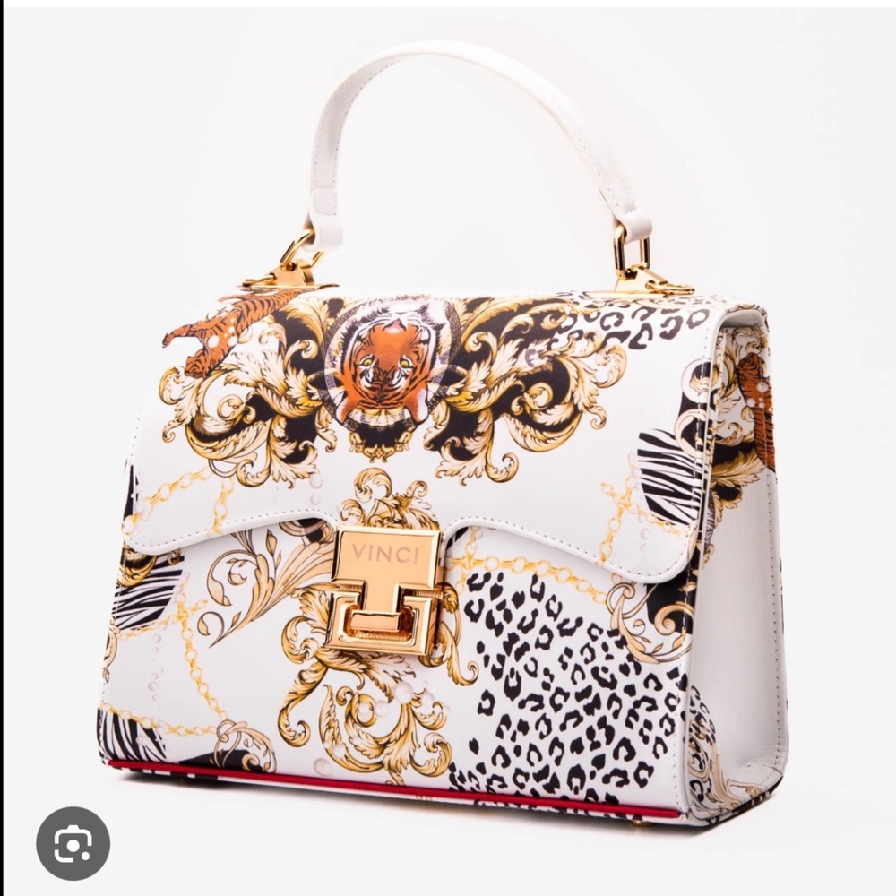 Vinci Perugia genuine leather White and Gold Women's Bag